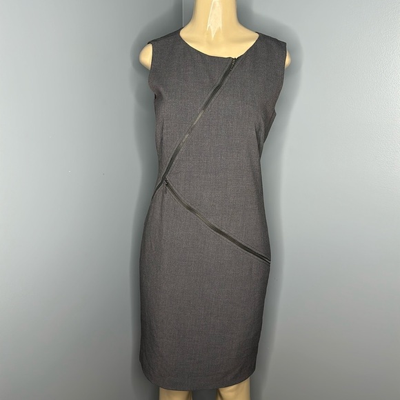 Calvin Klein Dresses & Skirts - Calvin Klein grey sheath dress size 7/8 with zipper details, round neckline